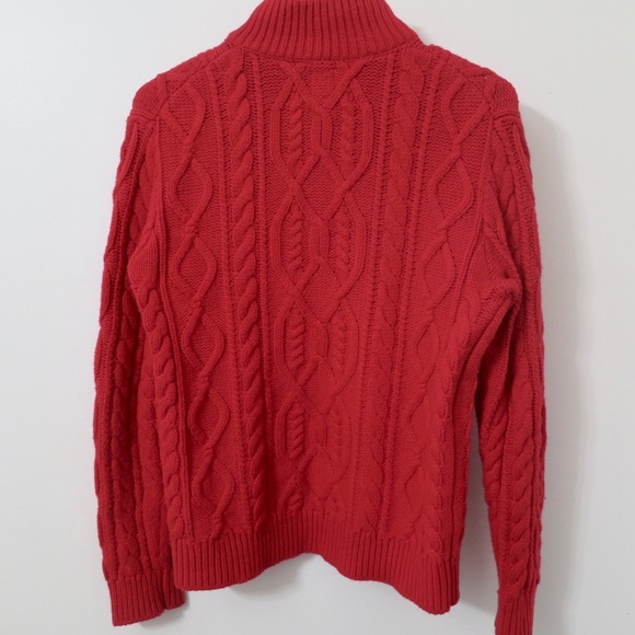 Gap Kids Red Cable Knit Pullover Sweater Sherpa Lined Collar XL Boys - Picture 3 of 6